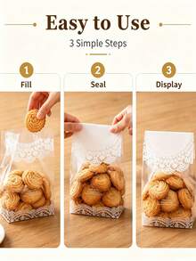 50/5pcs Reusable Lace Edge Baking Packaging Bags, Suitable For Wedding Gifts, Birthday Candy, Snacks, Pastries, Plastic Small Gift Bags, Suitable For Business, Restaurant, Home, Baking Tools, Kitchen Accessories, Teacher Gifts, Holidays, School - Multicolor - View 3