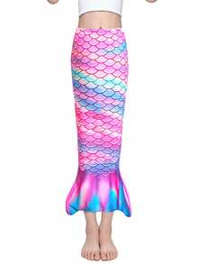 Traje de baño de una pieza con cola de sirena para niña - Rosa Fucsia - Ver 8