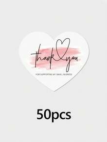 50pcs Heart Print Thank You Cards, Minimalist Cute Style Thank You Note Cards, Thank You Packaging Stickers, Small Business Order Packaging, Gift Box Decoration, Wedding Party Favors, Valentine's Day, Mother's Day, Father's Day - Heartfelt Thank You Card - View 8