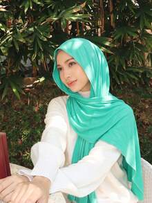 1pc Women's Solid Color Convenient Headscarf, Headscarf Elastic Islamic Prayer Hijab, Instant Hijab, Hijab Accessories - Multicolor - View 17