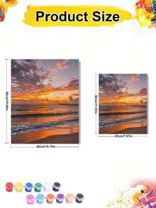 Peinture à l'huile DIY par numéros sur canevas paysage de plage au coucher du soleil, artisanat pour adultes, décoration murale pour la maison, cadeau de fête, kit de peinture créatif et relaxant personnalisé pour la décoration du salon et de la chambre - Ensembles - Voir 5
