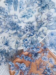 50-Piece Set Of Blue And White Floral And Plant Stickers For Decorating Suitcases, Laptops, Scrapbooks, Diaries, Skateboards, Guitars, Helmets, Water Bottles, And More-DIY Decal Set - Multicolor - View 10