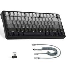ATTACK SHARK X85 Wireless Mechanical Gaming Keyboard With Knob, Hot-Swappable BT/2.4GHz/USB-C, Side-Printed PBT Keycaps, 75% Gasket Keyboard, RGB Coiled Cable, Linear White Jade Switches, Compatible With PC/MAC/Win - View 14