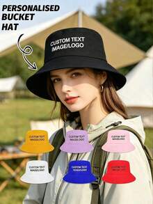 Customizable Bucket Hat, Provide Your Pattern And Text To Create Unique Personalized Headwear, Vintage Casual Unisex Fashion, Ideal Gift For Her - Multicolor - View 3