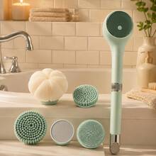 Electric Back Bath Brush, Extendable Long Handle, Full Body Waterproof Shower Brush, With Digital Display, 5 Replacement Brush Heads, Multi-Function Rechargeable Body Exfoliating Cleaning Brush, Battery Capacity: 1200mAh - Multicolor - View 13