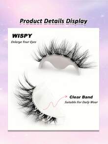7 Pairs Crossed Lashes, Clear Band Fluffy And Natural False Lashes, Soft Wispy Lashes Travel Essentials Suitable For Beginners - Black - View 3