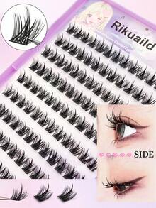 Rikuaild 220pcs C Curl Anime Style Self-Adhesive Cluster False Eyelashes Book, Glue-Free, Large Capacity, Suitable For Beginners, Easy To Carry, Cartoon Natural Single Cluster Eyelashes, DIY Eyelash Extensions, Pre-Glued Cluster Eyelashes - C - View 5