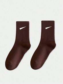 6 Pairs Women's Solid Color Casual Mid-Calf Socks, Soft & Comfortable Versatile Sports Socks, Suitable For Daily Wear And Outdoor, Autumn/Winter - Multicolor - View 5