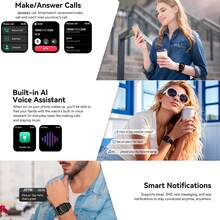 Smart Watch With 180mAh Large Capacity Battery; 1.83-Inch HD Screen; Wireless Calling; Message Notification; Weather Forecast; Watch Face Wallpaper; Colorful Strap; Fashion Style; Best Gift Choice, Suitable As Gift For Friends, Holiday Gift - Multicolor - View 6