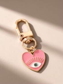 1pc Rainbow Heart Evil Eye Keychain, Gift For Friends/Couples, Blue Eye Pendant For Bag/Car Keys/Earphone Case, Key Accessory Charm - Eye - View 2