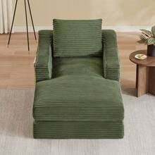 Modern Minimalist Corduroy Lazy Lounge Chair, Spacious Single Sofa Lounge Chair - Green - View 1