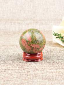 1pc Natural Green Fluorite Crystal Ball Polished Mineral Specimen Craft Round Ball With Base Home Decor Meditation Healing Energy Stone - Green Stone Sphere - View 7