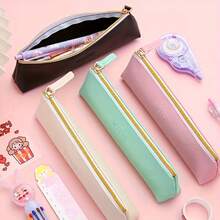 4pcs Minimalist PU Leather Pencil Case Set, Large Capacity Pencil Storage Bag, Multi-Function Stationery Organizer, Suitable For School, Office And Travel Supplies - One Size Fits All - View 3