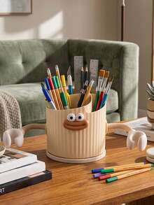 Cute Cartoon 360° Rotating Makeup Brush Holder, Multi-Grid Divided Storage Cup,It Organizes Makeup Brushes, Combs And Makeup Sponge. Non-Slip Rotating Base Keeps Items Easy To Reach, Perfect For Vanity Table And Bathroom Counter Storage. - Multicolor - View 8