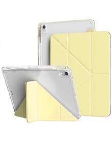 Yellow Anti-Bending Tablet Folio Case With Hidden Pen Slot, 3+Y Multi-Angle Foldable Kickstand Cover, Full Coverage Shockproof Tablet Protector, HD Clear Scratch Resistant Hard Backplate, Portable Tablet Accessory For Students & Office Daily Use - Yellow - View 1