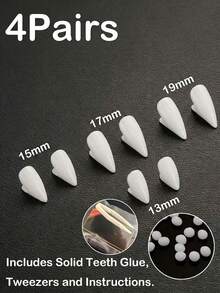 1/4 Pairs Of Halloween Vampire Zombie Dentures (Includes Solid Teeth Glue), Spoof Denture Toys, Party Dentures, Fang Makeup, Dance Party Denture Accessories Makeup Props, Role Playing Party Vampire Braces, Giving Gifts To Others Halloween Gifts - A - View 20