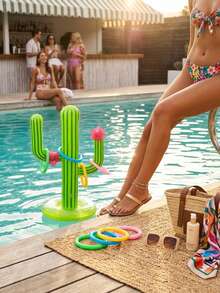 Juego Inflable Cactus Lanzamiento De Aros Alberca Y Playa - Multicolor - Ver 2