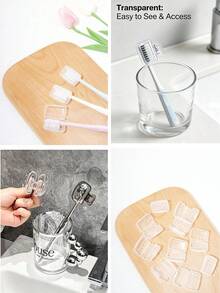 Protector de cabezal de cepillo de dientes transparente y suave de estilo aleatorio, accesorio de baño, estuche protector de cepillo de dientes para viajes, ideal para el baño y los viajes - transparente - Ver 9