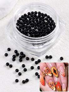 Mini Beaded Nail Art Decor, Black Resin Mini Beads, Large And Small Black Pearls, Y2K Punk Nail Art Design Nail Decoration, DIY Nail Salon Decor Accessories And Nail Supplies - Multicolor - View 7