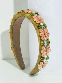 1件歐美復古宮廷風女款刺繡布藝髮箍 巴洛克優雅奢華晚宴婚禮髮飾 日常穿搭女裝配件 - FG224-綠色 - 查看 2