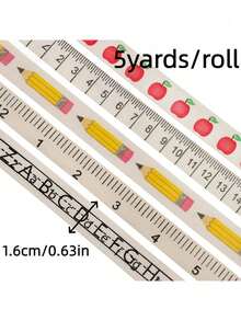 5 Yards/Roll Back To School Campus Letter Ruler Tape DIY Craft Material, Suitable For Classroom Student Stationery Decoration, Back To School Teacher Appreciation Week Gift Wrapping Material, Youthful Vibrant Gift Wrapping Ribbon - Multicolor - View 10