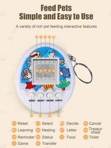 1pc Mini Virtual Electronic Pet Keychain Toy, Retro Handheld Pet Raising Game Machine, Feeding & Healing Game Mode, Portable Backpack Pendant, Educational Stress Relief Toy For Teens, Birthday Christmas Holiday Gift - View 10