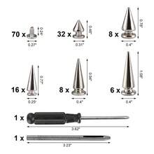 70 Sets Silver Mixed Shape Spikes And Studs Cone Spikes Leather Rivet Kit For Clothing Shoes Belts DIY - A - View 4