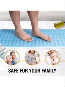 1pc Extra Long Non-Slip Bathtub Mat With Drainage Holes And Suction Cups, 40"X16" Extended Bathtub Mat, Soft Touch Machine Washable, Suitable For Home, Hotel And RV Travel, Multiple Colors Available (Style And Color Random) - Multicolor - View 2