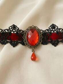 1pc Fashion Gothic Vampire Halloween Costume Party Minimalist Lace Court Collarbone Necklace For Women - Multicolor - View 2