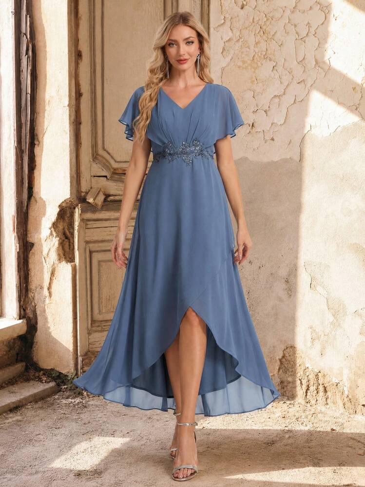 elegant mother of the bride dresses blue EVERPRETTY V-Neck Ruched Bust Dusty Dress Garden Wedding Guest Formal Dress Dinner Occasion Fall autotag_gown 30 Dresses In 30 Boyut:44 No matter what occasion
