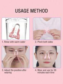 4pcs Purple/Pink Soft Silicone Nose Clips, Transparent U-Shaped Nose Bridge Enhancer, Painless Nose Slimming And Bridge Lifting Tool - Multicolor - View 5