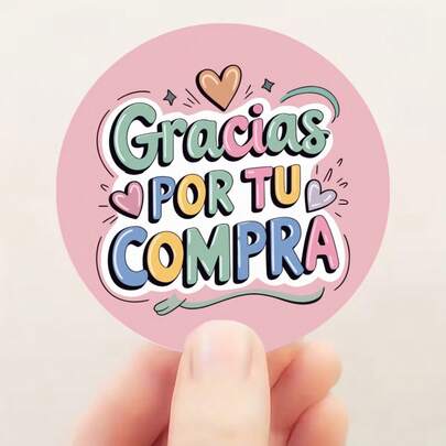120pcs "Thank You For Your Purchase" Stickers, Spanish Thank You Round Stickers, Macaron Colorful Heart Gratitude Labels, Soft Pink Background, Easy To Peel, 1.5 Inch Round Seal Stickers, Perfect For E-Commerce Package Thank You, Handmade Gift Boxes, Baking Packaging Seal Decoration Stickers.