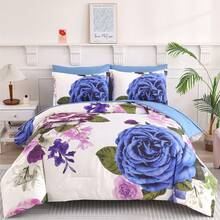 3 Pieces Brown Floral Print Comforter Doona Sets Double Queen King Bedding Set With 2 Pillowcases,3Pcs Soft & Comfortable Botanical Flower Lightweight Quilted Bedding Set With Polyester Filling,Room Decor,Machine Washable,All Season,Wedding Gift - Brown - View 9