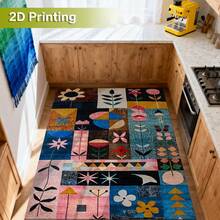Cashmere-Like Bright Sky Blue Layered Oversized Multi-Petal Daisy Floral Scatter Pattern Printed Outdoor Area Rug, Exquisite Cozy Carpets In Diverse Styles. Suitable For Home, Outdoor, Malls & Cafes, Machine Washable, Various Sizes Available. - A - View 6