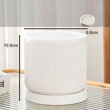 Creative Ceramic Flower Pot With Ceramic Tray, Home Use, Modern Minimalist Design, Suitable For Orchids And Green Plants - 1pc - View 4