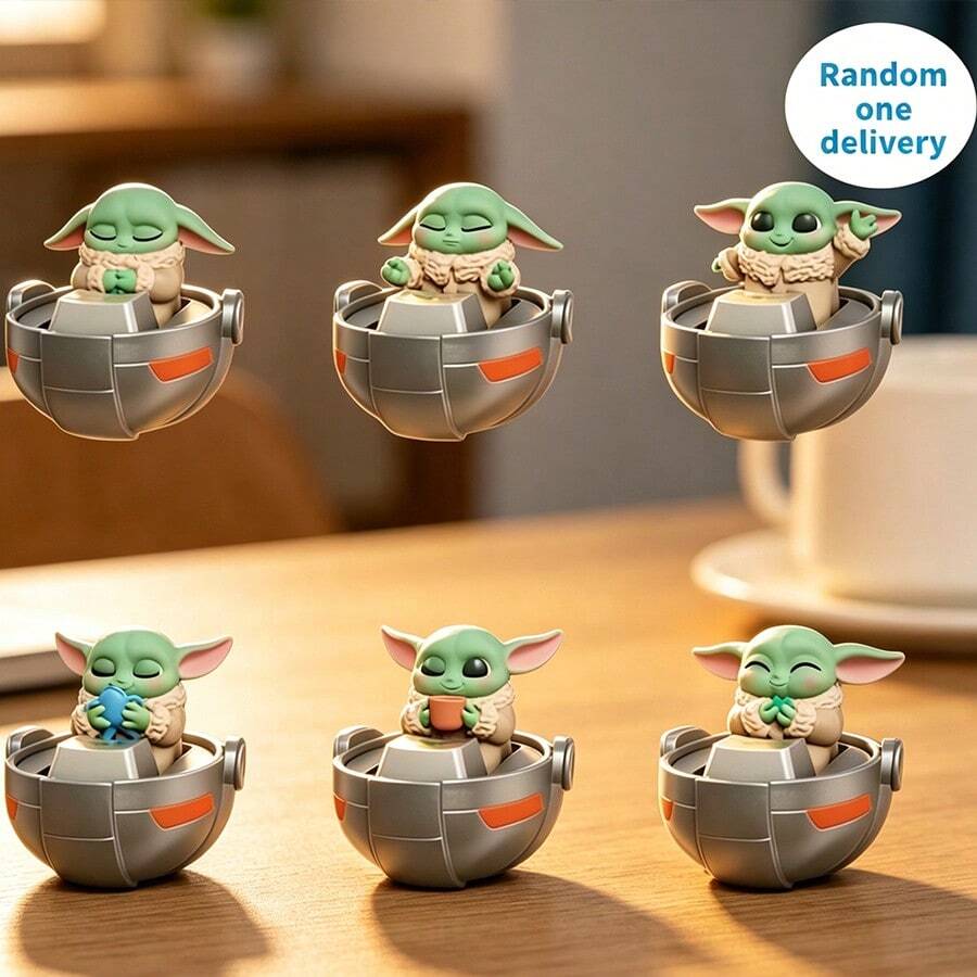 Miniso Kotak Buta Keycap Star Wars Grogu, Kerajinan PVC Halus, Ukiran Detail, Dekorasi Keyboard Mekanik & Ornamen Gantung Tas (Pengiriman Acak 1 Buah) - MultiWarna - View 1