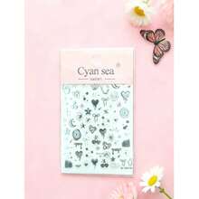 1pc Sweet Cool Y2K Style Gold/Silver Laser Engraved Butterfly Heart Moon Bow Clock Lens Sticker, Blending Star Sparkle, Flower And Asymmetric Border Elements, DIY Phone Lens Film - A - View 8