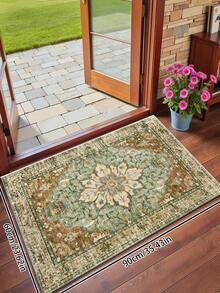 1pc Vintage Distressed Persian Style Rug, Red Bohemian Moroccan Style Comfortable Polyester Fiber, Pink Rug Rectangular Easy Care Washable Area Rug For Living Room, Hallway, Bedside, Bedroom, Home Decor - Multicolor - View 29