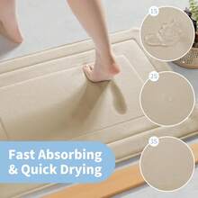 1pc Absorbent, Anti-Skid And Soft Bathroom Mat With Coral Fleece & Memory Foam And Pvc Non-Slip Bottom. Suitable For Bathroom, Bedroom, Living Room, Kitchen And Window Area. Can Also Be Used As Door Mat Or Rug Pad. Home Bathroom Decor Floor Carpet Outdoor Rug Door Mat Fall Decor Bathroom Accessories Back To School Entryway Decor - Camel - View 4