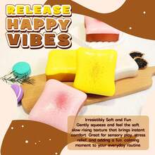1pc Soft Comfortable Toast Squeeze Stress Relief Doll, Available In Pink, Yellow, White, Green, Ideal Stress Relief Doll. Suitable For Birthday Gifts, Holiday Gifts, Daily Surprise Gifts, Desktop Creative Decor And Party Favors. This Slow Rebound Cute Squeeze Doll Can Also Be Used As Halloween Gift, Christmas Gift. - Multicolor - View 11