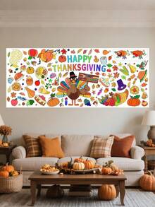 1set DIY Coloring Posters And Tablecloths, Paper Thanksgiving Coloring Banners Games And Family Activities, Used For Party Decoration, Handicrafts, - Multicolor - View 6