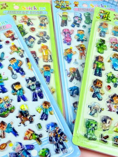 3D Cute Stickers, Fun Shiny Embossed Decoration, 3D Fun Japanese Anime Stickers, Crystal Stickers, Solid Texture, Exquisite 3D Design, Self-Adhesive Waterproof Decorative Stickers