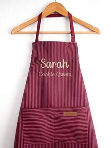 Delantal Bordado Personalizado con Nombre - Regalo Personalizado para Entusiastas de la Cocina, Repostería o Manualidades, Regalo para Mamá y Yo en el Hogar - Rojo - Ver 7