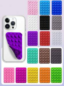 Reusable Double Sided Silicone Suction Pad, Multicup Phone Suction Holder, Hands-Free Mobile Phone Mount For Mirror Window Tile, Portable Accessory For Makeup, Cooking, Workout, Video Recording & Live Streaming - Multicolor - View 1