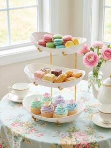 3/2 Tier Elegant Fruit Tray With Gold Stand, Premium Dessert Cupcake Display Rack, Suitable For Wedding Reception And Party Decoration, Fruit Rack Snack Organizer Tray, Suitable For Afternoon Tea Party Centerpiece - Multicolor - View 2