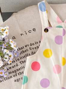 Girls' Colorful Polka Dot All-Over Print Overalls Long Pants, Casual Outdoor Dopamine Versatile Minimalist Preppy Style, Suitable For Graduation & Back To School Commute, Social Gatherings, Daily & Today's Outfit - Multicolor - View 3