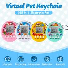 1pc Retro Electronic Pet Egg Keychain, Mini Nostalgic Handheld Game Toy With Multiple Pets & Interactive Modes, Creative Bag Decoration Gift For Children - Multicolor - View 2