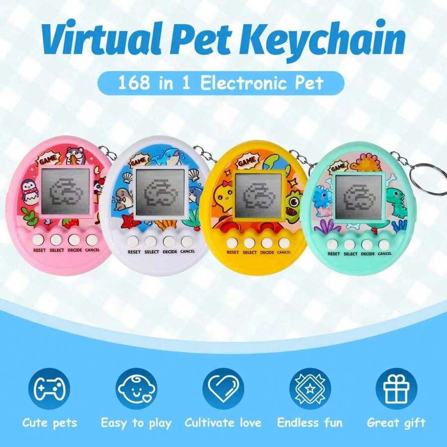 1pc Retro Electronic Pet Egg Keychain, Mini Nostalgic Handheld Game Toy With Multiple Pets & Interactive Modes, Creative Bag Decoration Gift For Children