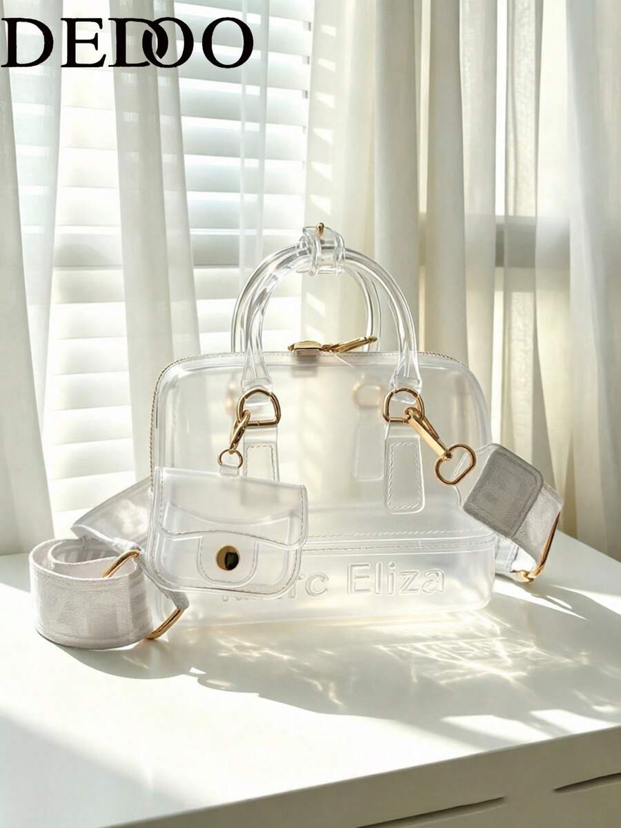 Dedoo 2026 Summer New Transparent PVC Jelly Pillow Bag, Portable And Popular. Shoulder Crossbody Bag In Dopamine Colors, Widely Favored On The Streets. - White - View 1