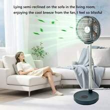 7200mAh USB Rechargeable Portable Folding Fan, 12-Hour Battery Life, Remote Control Included, Telescopic, Handheld, Automatic 90° Rotation, Digital Display, Suitable For Room, Living Room, Rest Area, Office, Outdoor Essential Cooling Fan, Easy Storage - Taiwanese - View 3